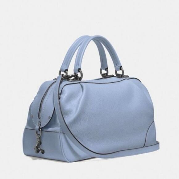 Coach PEBBLE LEATHER LANE SATCHEL Mist light lavender blue new!! - Picture 2 of 10